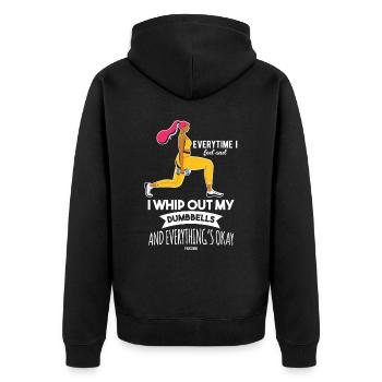 Leg Training Woman Sporty Mom - Unisex Premium Organic Zip Hoodie - black - Back - Nico (187cm)