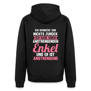 Großmutter Großmama Omi Oma - Unisex Premium Bio Zip Hoodie - Schwarz - Hinten - Nico (187cm)