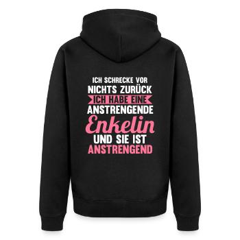 Großmutter Großmama Omi Oma - Unisex Premium Bio Zip Hoodie - Schwarz - Hinten - Nico (187cm)