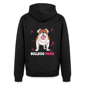 Bulldog Mama - Unisex Premium Bio Zip Hoodie - Schwarz - Hinten - Nico (187cm)