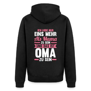 Großmutter Großmama Omi Oma - Unisex Premium Bio Zip Hoodie - Schwarz - Hinten - Nico (187cm)