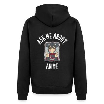 Ask Me About Anime - Unisex Premium Bio Zip Hoodie - Schwarz - Hinten - Nico (187cm)
