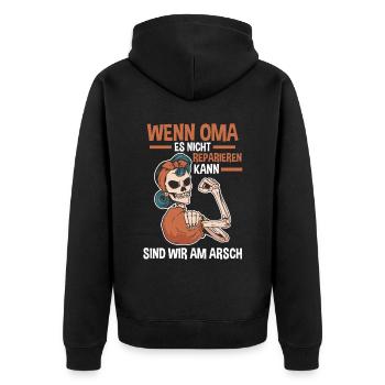 Großmutter Großmama Omi Oma - Unisex Premium Bio Zip Hoodie - Schwarz - Hinten - Nico (187cm)