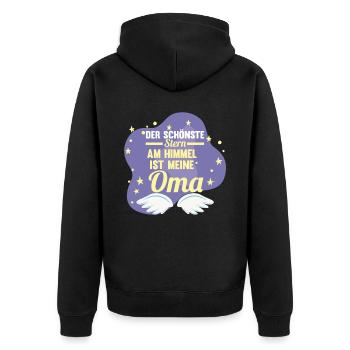 Großmutter Großmama Omi Oma - Unisex Premium Bio Zip Hoodie - Schwarz - Hinten - Nico (187cm)
