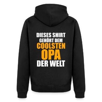 Großvater Großpapa Opi Opa - Unisex Premium Bio Zip Hoodie - Schwarz - Hinten - Nico (187cm)