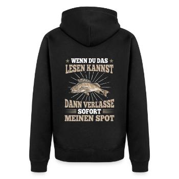 Angler Angelliebe Verlasse Sofort Meinen Spot - Unisex Premium Bio Zip Hoodie - Schwarz - Hinten - Nico (187cm)