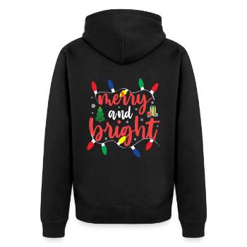 Réveillon de Noël - Joyeux et lumineux - Veste à capuche bio Premium Unisexe - noir - Dos - Nico (187cm)