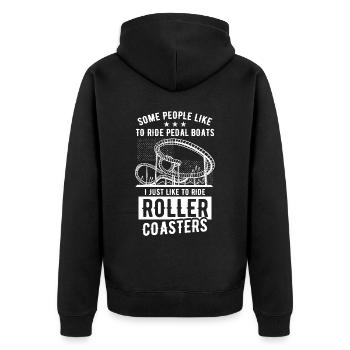 Achterbahn Vergnügungspark Liebhaber - Unisex Premium Bio Zip Hoodie - Schwarz - Hinten - Nico (187cm)