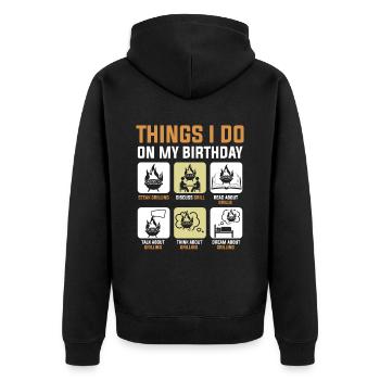 Geburtstagsfeier Braten Grillen Barbeque Grillmeis - Unisex Premium Bio Zip Hoodie - Schwarz - Hinten - Nico (187cm)