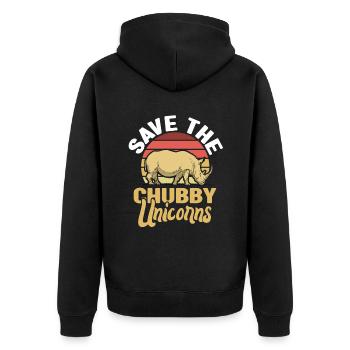Nashorn Rettet die Nashörner Zoowärter - Unisex Premium Bio Zip Hoodie - Schwarz - Hinten - Nico (187cm)