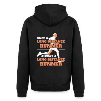 Marathon Runner Player Vêtements de course - Veste à capuche bio Premium Unisexe - noir - Dos - Nico (187cm)