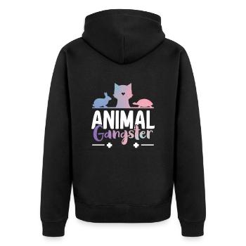 Tierärztin Tierarzt Tierschutz - Unisex Premium Bio Zip Hoodie - Schwarz - Hinten - Nico (187cm)