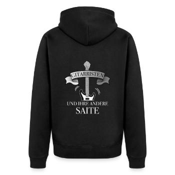 Gitarristen sind Musiker mit Gitarre - Unisex Premium Bio Zip Hoodie - Schwarz - Hinten - Nico (187cm)