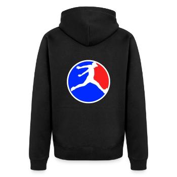 Parkour Logo - Unisex Premium Bio Zip Hoodie - Schwarz - Hinten - Nico (187cm)