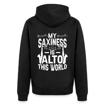 Alto Saxophone Player Saxophonist Saxophone - Unisex Premium Organic Zip Hoodie - black - Back - Nico (187cm)