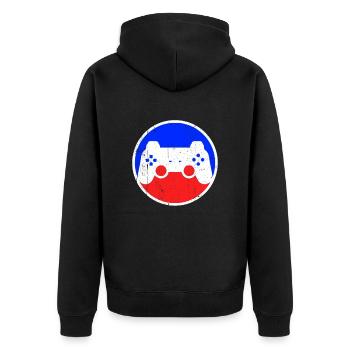 Logo de jeu - Veste à capuche bio Premium Unisexe - noir - Dos - Nico (187cm)