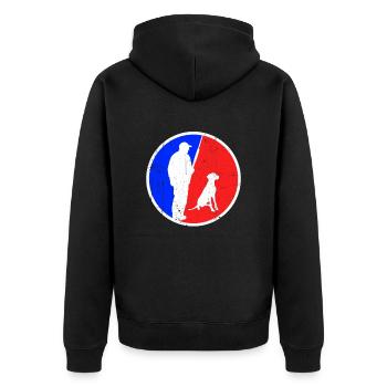 Hunting Logo - Unisex Premium Organic Zip Hoodie - black - Back - Nico (187cm)
