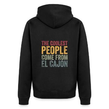 Coolest people come from El Cajon - Unisex Premium Bio Zip Hoodie - Schwarz - Hinten - Nico (187cm)