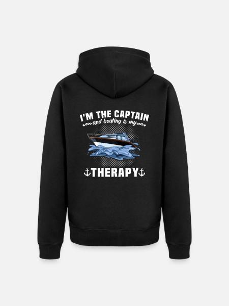 Kapitan Żaglówka Motorówka Kapitan - Ekologiczna rozpinana bluza z kapturem Premium unisex - czarny