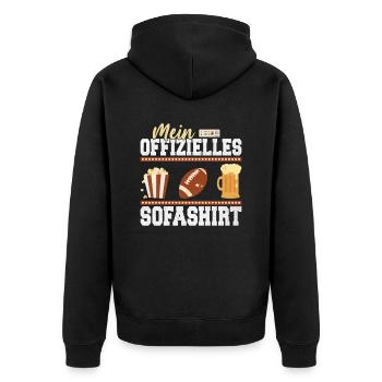 Mein offizielles Sofashirt Schlafshirt Football - Unisex Premium Bio Zip Hoodie - Schwarz - Hinten - Nico (187cm)