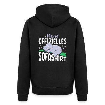 Mein offizielles Sofashirt Schlafshirt Nilpferd - Unisex Premium Bio Zip Hoodie - Schwarz - Hinten - Nico (187cm)