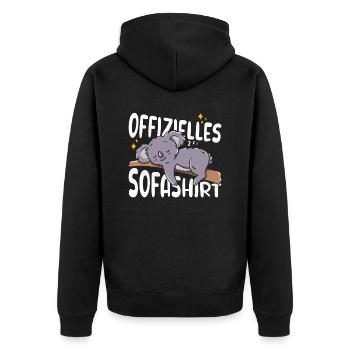 Mein offizielles Sofashirt Schlafshirt Koala - Unisex Premium Bio Zip Hoodie - Schwarz - Hinten - Nico (187cm)