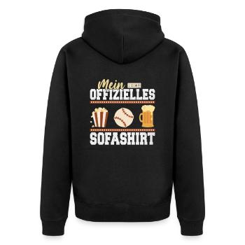 Mein offizielles Sofashirt Schlafshirt Baseball - Unisex Premium Bio Zip Hoodie - Schwarz - Hinten - Nico (187cm)