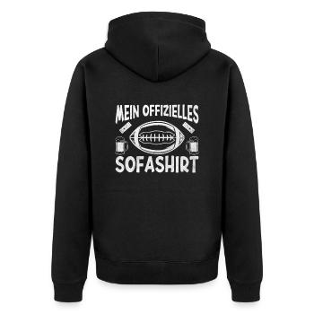 Mein offizielles Sofashirt Schlafshirt Football - Unisex Premium Bio Zip Hoodie - Schwarz - Hinten - Nico (187cm)