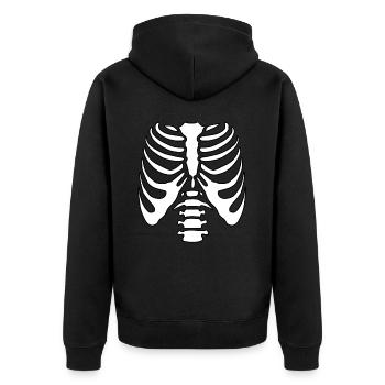 Halloween Skelett Verkleidung Kostüm - Unisex Premium Bio Zip Hoodie - Schwarz - Hinten - Nico (187cm)