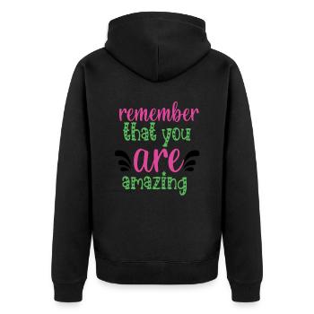 Denken Sie daran, dass Sie eine erstaunliche psychische Gesundheit haben - Unisex Premium Bio Zip Hoodie - Schwarz - Hinten - Nico (187cm)