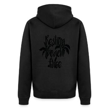 Resting Beach Face Beach Quotes - Unisex Premium Organic Zip Hoodie - black - Back - Nico (187cm)