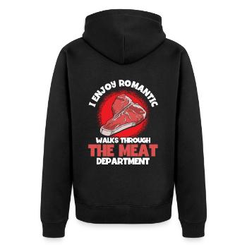 Meat Lovers Saying Funny BBQ Meat Steak - Unisex Premium Organic Zip Hoodie - black - Back - Nico (187cm)