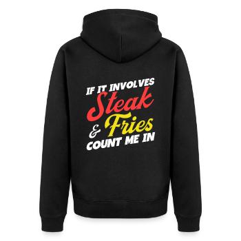 Amateur de viande disant drôle bbq steak de viande - Veste à capuche bio Premium Unisexe - noir - Dos - Nico (187cm)