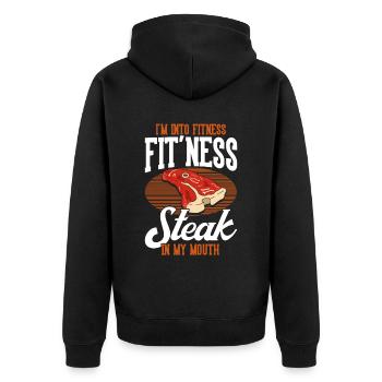 Amateur de viande disant drôle bbq steak de viande - Veste à capuche bio Premium Unisexe - noir - Dos - Nico (187cm)