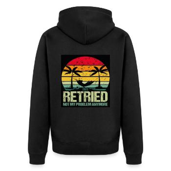 Im Ruhestand 2022 Nicht mehr mein Problem Retro - Unisex Premium Bio Zip Hoodie - Schwarz - Hinten - Nico (187cm)