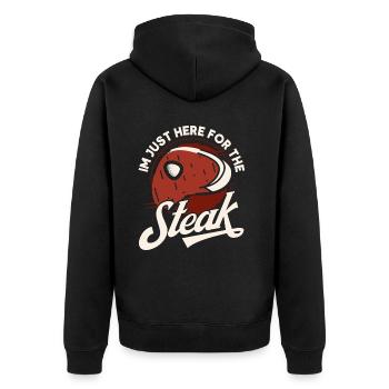 Amateur de viande disant drôle bbq steak de viande - Veste à capuche bio Premium Unisexe - noir - Dos - Nico (187cm)