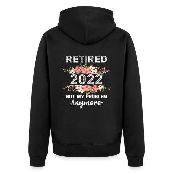 Rente 2022 Nicht mehr mein Problem Ruhestand - Unisex Premium Bio Zip Hoodie - Schwarz - Hinten - Nico (187cm)