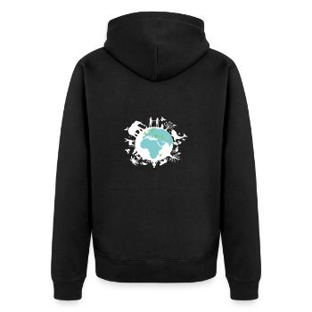Speichern Sie unseren Home Earth Protection Support - Unisex Premium Bio Zip Hoodie - Schwarz - Hinten - Nico (187cm)