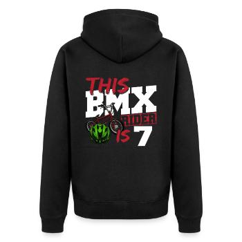 Ce pilote de Bmx est 7 Cool Bike Kids 7. - Veste à capuche bio Premium Unisexe - noir - Dos - Nico (187cm)
