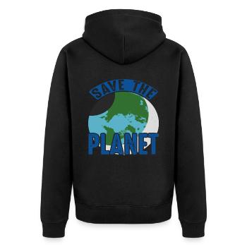Save The Planet Earth Protection Support - Unisex Premium Organic Zip Hoodie - black - Back - Nico (187cm)
