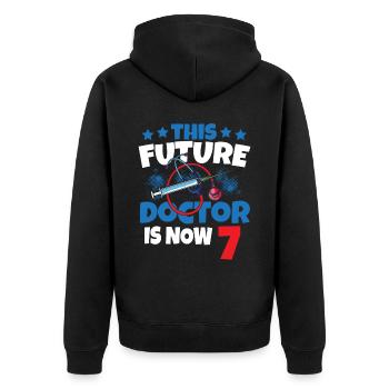 This future doctor is now 7 doctor child 7. - Unisex Premium Organic Zip Hoodie - black - Back - Nico (187cm)