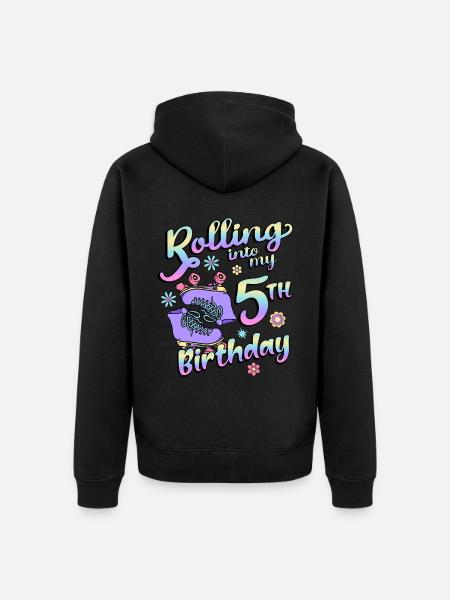 Rolling Into My 5th Birthday Quad Skater - Unisex Premium Organic Zip Hoodie - black