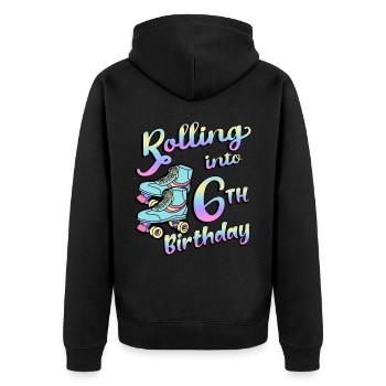 Rolling Into 6. Geburtstag Quad Skater - Unisex Premium Bio Zip Hoodie - Schwarz - Hinten - Nico (187cm)