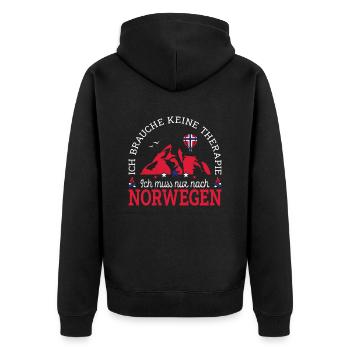 Ich muss nur nach Norwegen Skandinavien Norwegen - Unisex Premium Bio Zip Hoodie - Schwarz - Hinten - Nico (187cm)