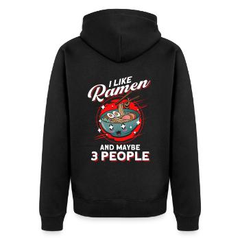 Ramen Nudel Liebhaber Essstäbchen Japanische Nudel - Unisex Premium Bio Zip Hoodie - Schwarz - Hinten - Nico (187cm)