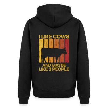 Cow Farmer Gift Dairy Cow Agriculture Cow - Unisex Premium Organic Zip Hoodie - black - Back - Nico (187cm)