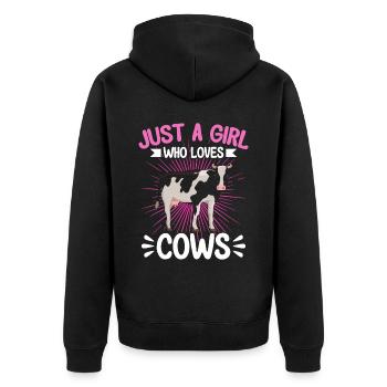 Cow Farmer Gift Dairy Cow Agriculture Cow - Unisex Premium Organic Zip Hoodie - black - Back - Nico (187cm)