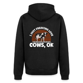 Cow Farmer Gift Dairy Cow Agriculture Cow - Unisex Premium Organic Zip Hoodie - black - Back - Nico (187cm)