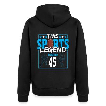 This sports legend is now 45, rugby game 45. - Unisex Premium Organic Zip Hoodie - black - Back - Nico (187cm)