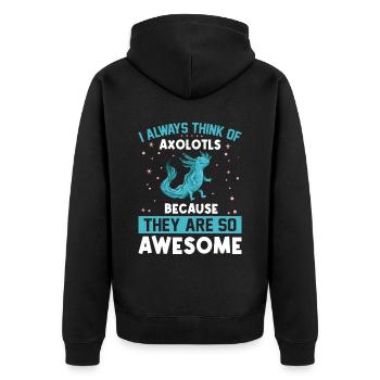Axolotl Awesome Salamandre Mignonne Kawaii Animal Bleu - Veste à capuche bio Premium Unisexe - noir - Dos - Nico (187cm)